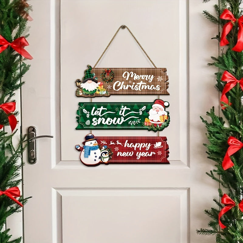 Santa Claus Wooden Ornaments Snowman And Reindeer Decorations