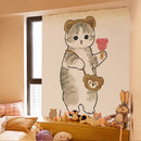 Velcro Curtain Cute Cat Punch-free Installation Shade Cloth Self-adhesive Short
