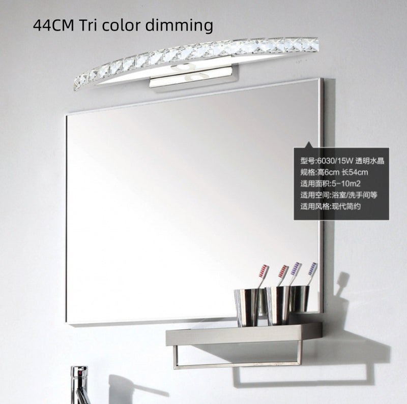 LED Simple Bathroom Shower Room Wall Lamp Crystal Mirror Headlight