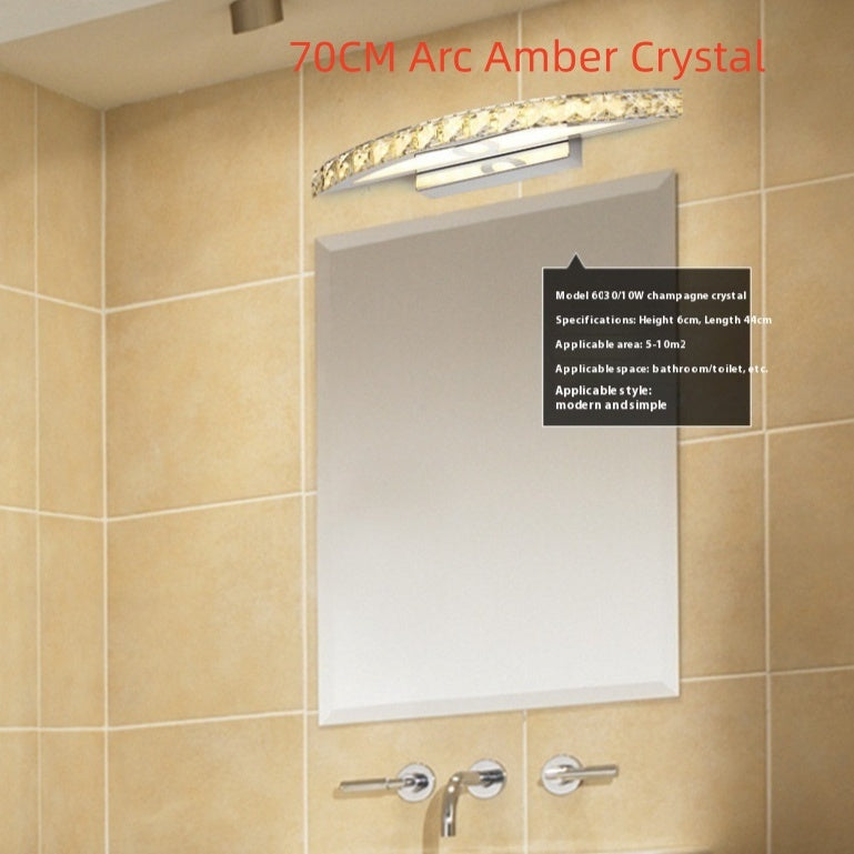 LED Simple Bathroom Shower Room Wall Lamp Crystal Mirror Headlight